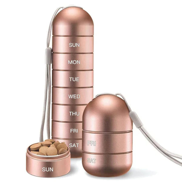 Luxora Aluminum 7 Days Portable Pill Organizer for Travel