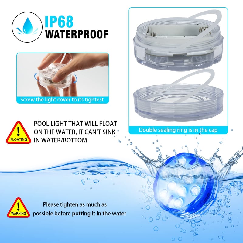 RoyaleGlow Submersible LED Pool Lights 10 Lamps Set