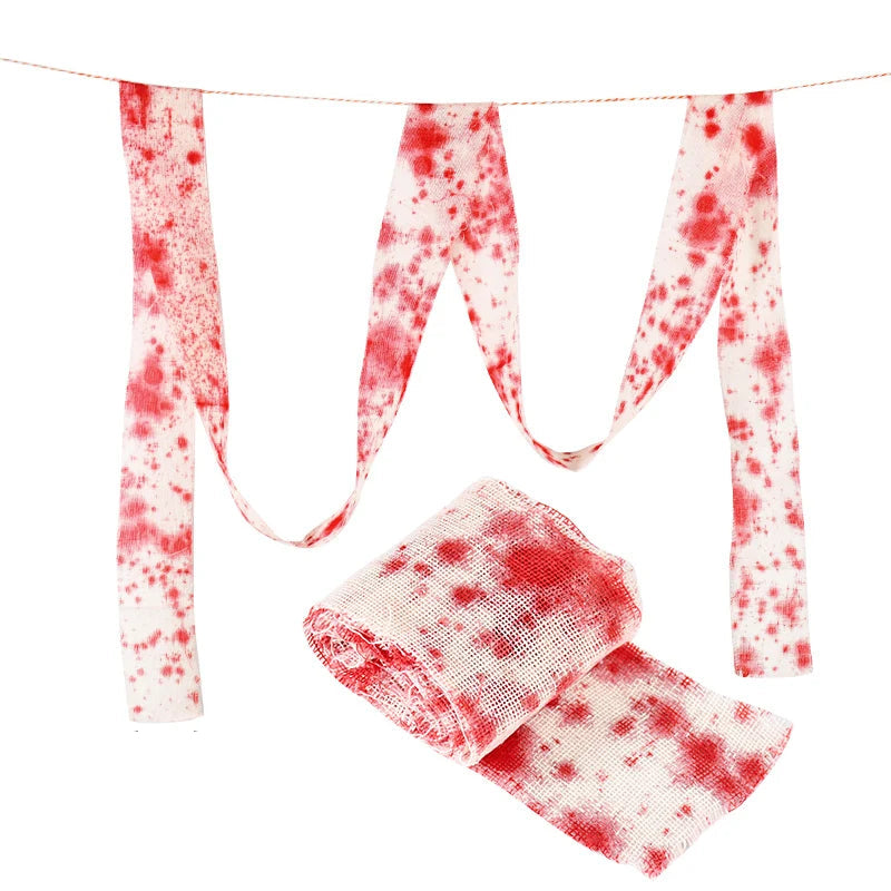 3m/5m Halloween Bloody Gauze Bandage Warning Isolation Belt Horror Props For Halloween Party Haunted House Home Scene Decoration 5