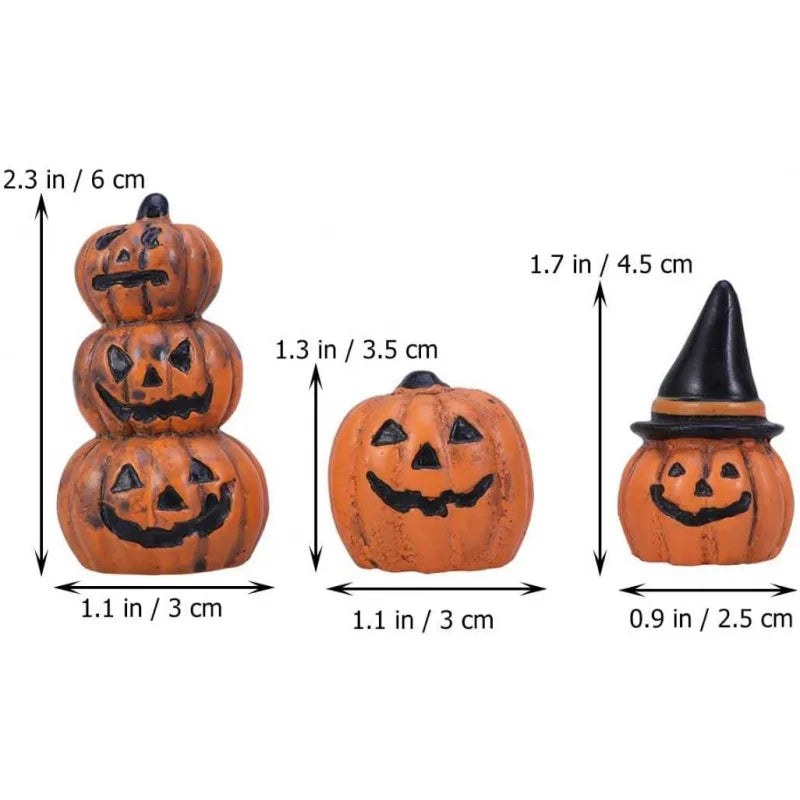 3pcs Miniature Figurines, Fairy Garden Decorations - Halloween Pumpkins & Party Favors 1