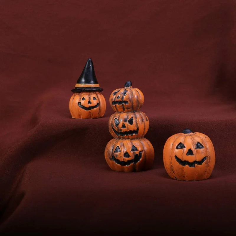 3pcs Miniature Figurines, Fairy Garden Decorations - Halloween Pumpkins & Party Favors 3