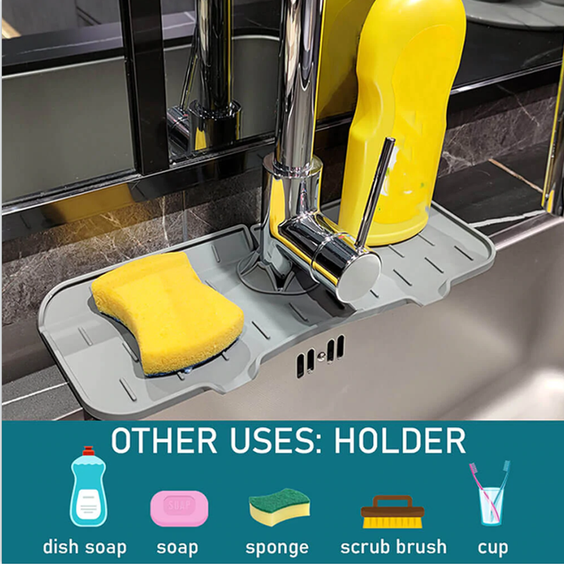 Luxora Silicone Faucet Handle Drip Catcher Tray - Flexible Mat