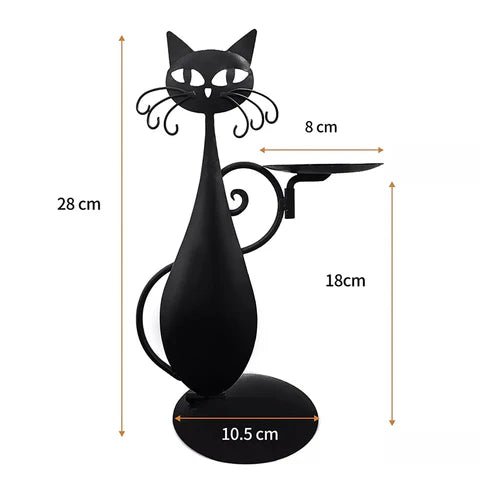 Royaleva Black Cat Candle Holder for Stylish Decor