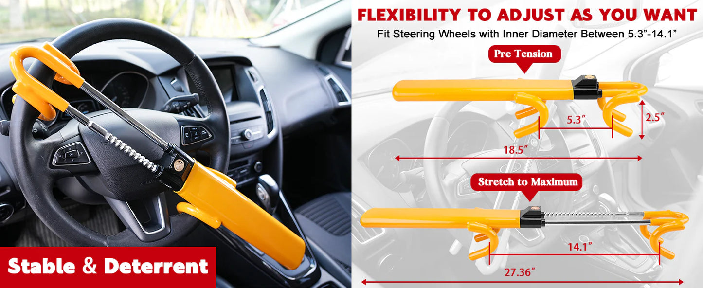 RoyaleGlow Car Steering Wheel Lock - High Visibility Security