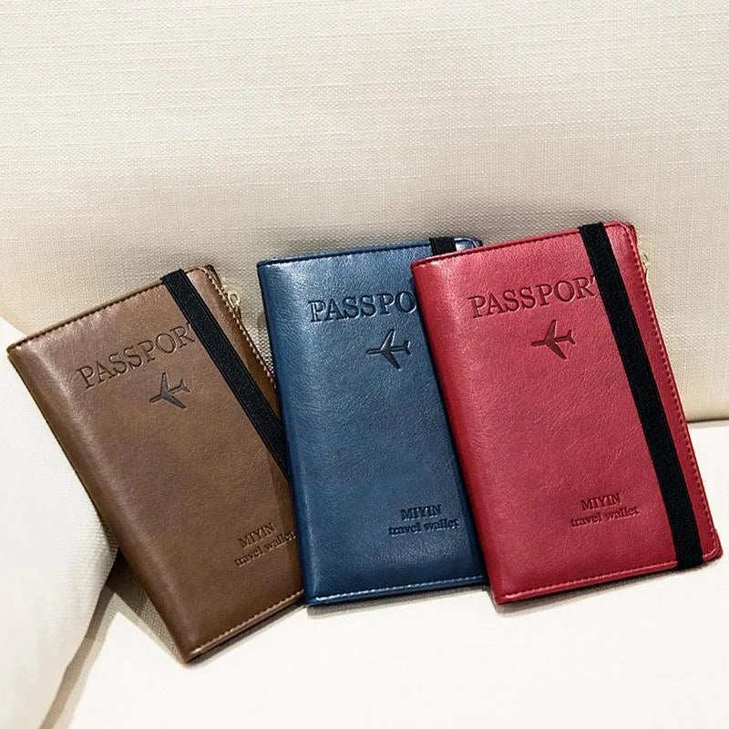 Multipurpose Travel Passport Case Wallet With RFID Blocking PU Leather Lightweight Design Multiple Card Slots Secure Zipper Closure Holds Passports Boarding Passes And Travel Essentials