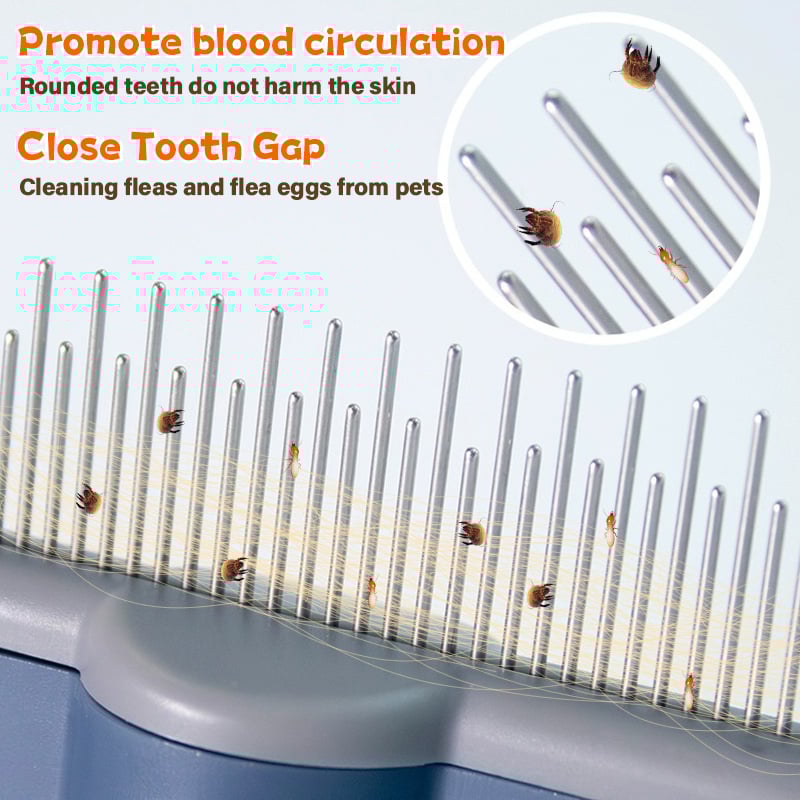 Luxora Flea Comb For Dogs And Cats With Self-Cleaning Feature