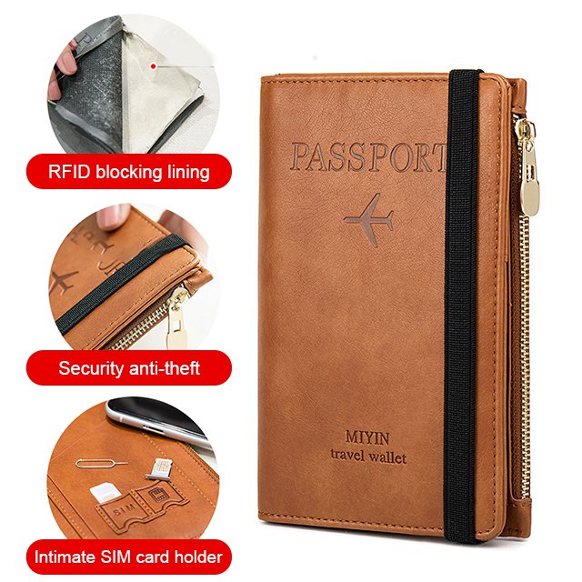 Royaleva RFID Blocking Leather Card Wallet Travel Multifunctional Passport Case Wallet