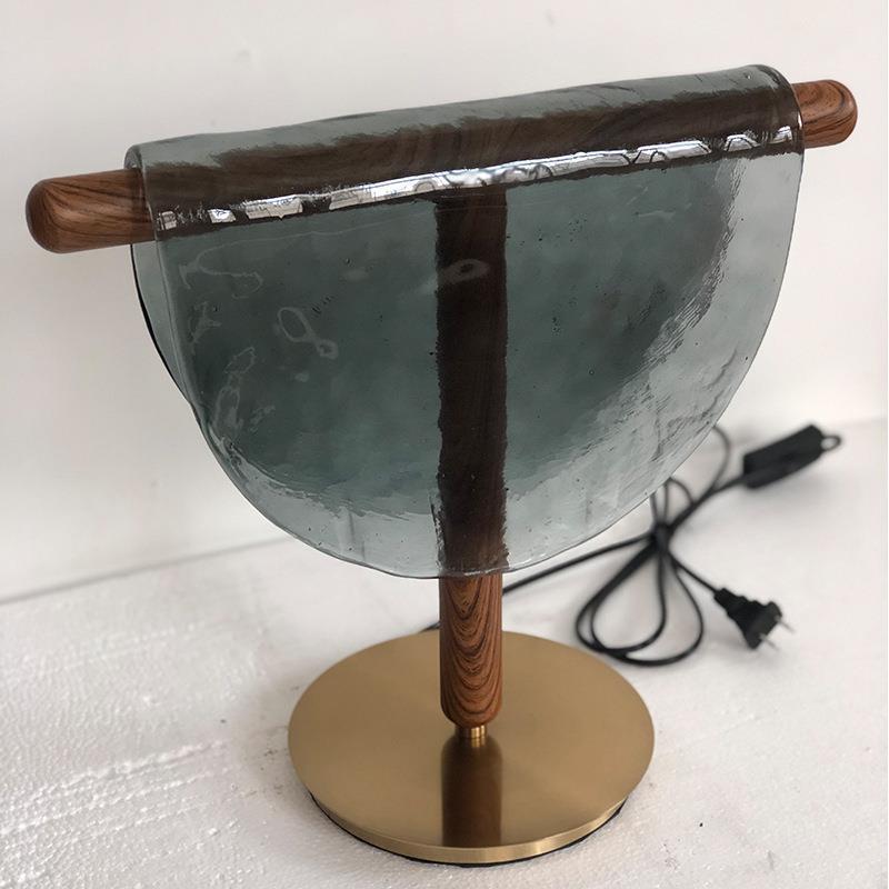 RoyaleGlow Half Moon Table Lamp Nordic Amber Glass LED Light