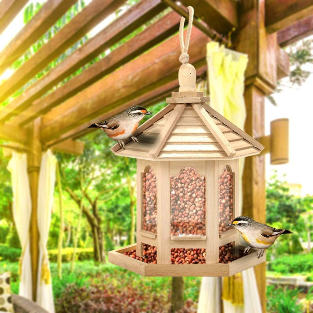Luxora Wooden Transparent Household Bird Feeder for Garden