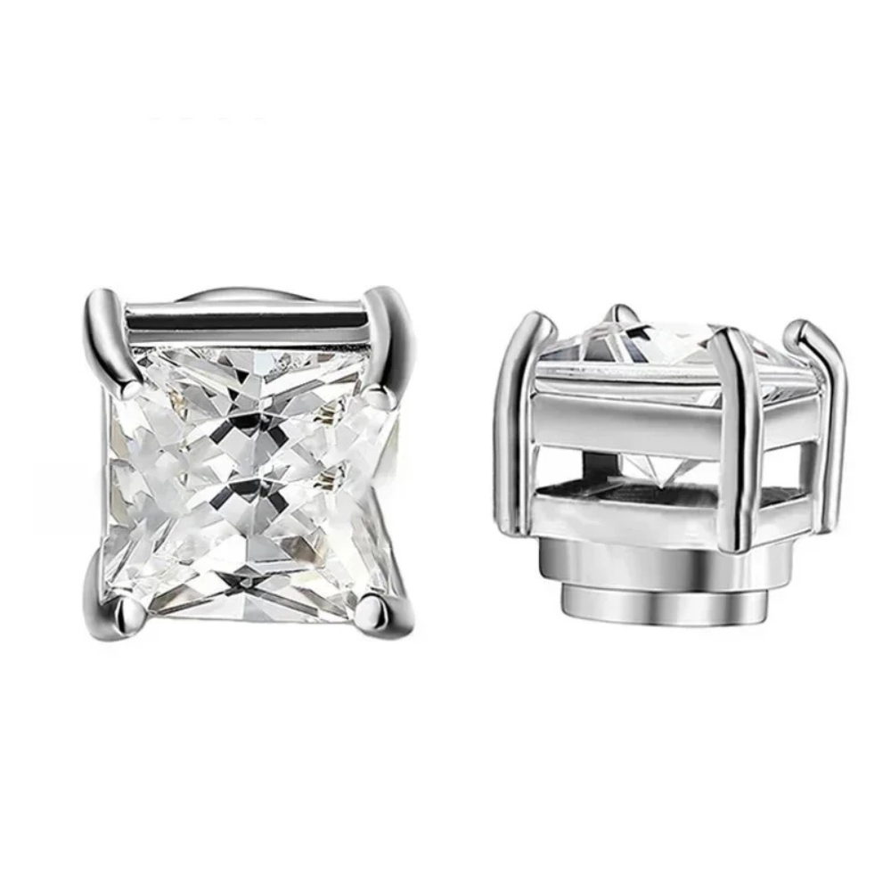RoyaleGlow Premium Unisex Magnetic Crystal Design Stud Earrings