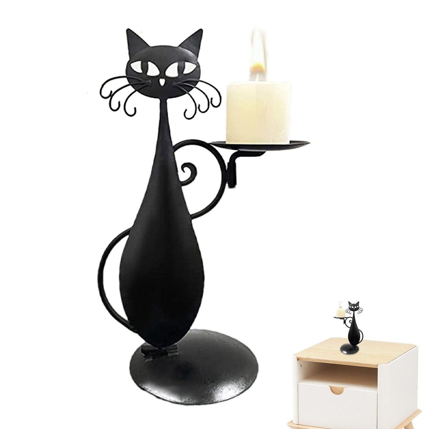 Royaleva Black Cat Candle Holder for Stylish Decor