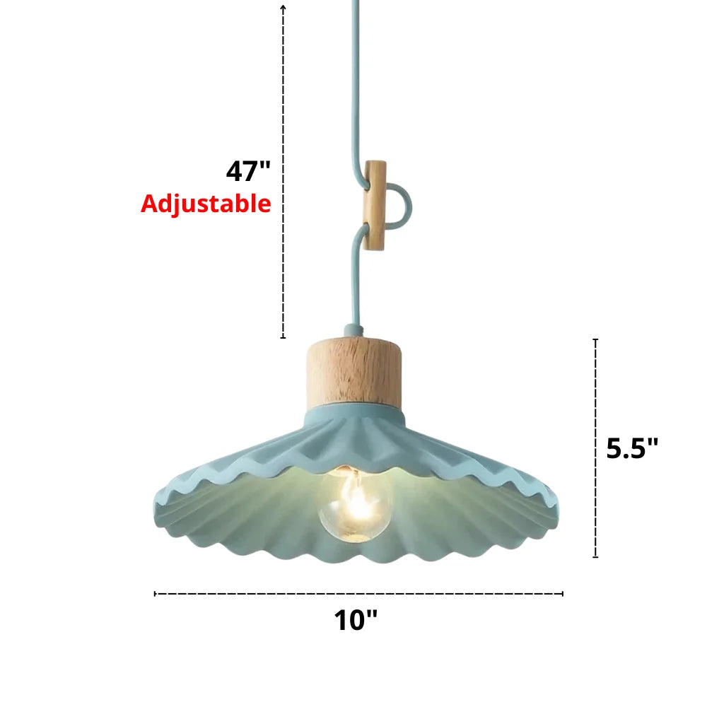 Royelux Nordic Scalloped Pendant Light – Cement & Wood Kitchen Island Fixture