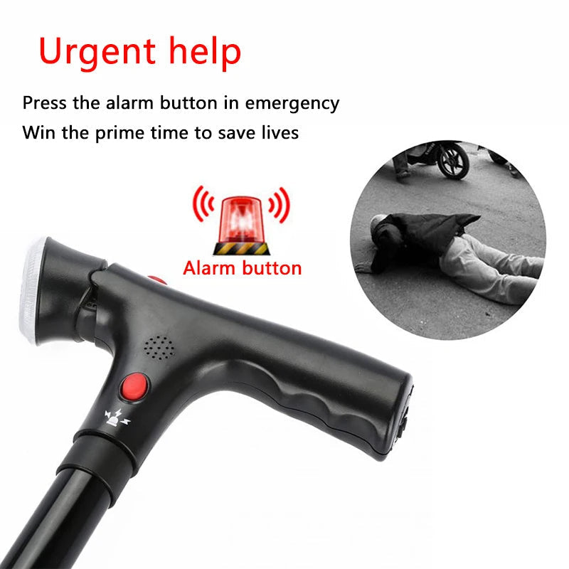 Luxora Adjustable Walking Cane with LED Light and Alarm