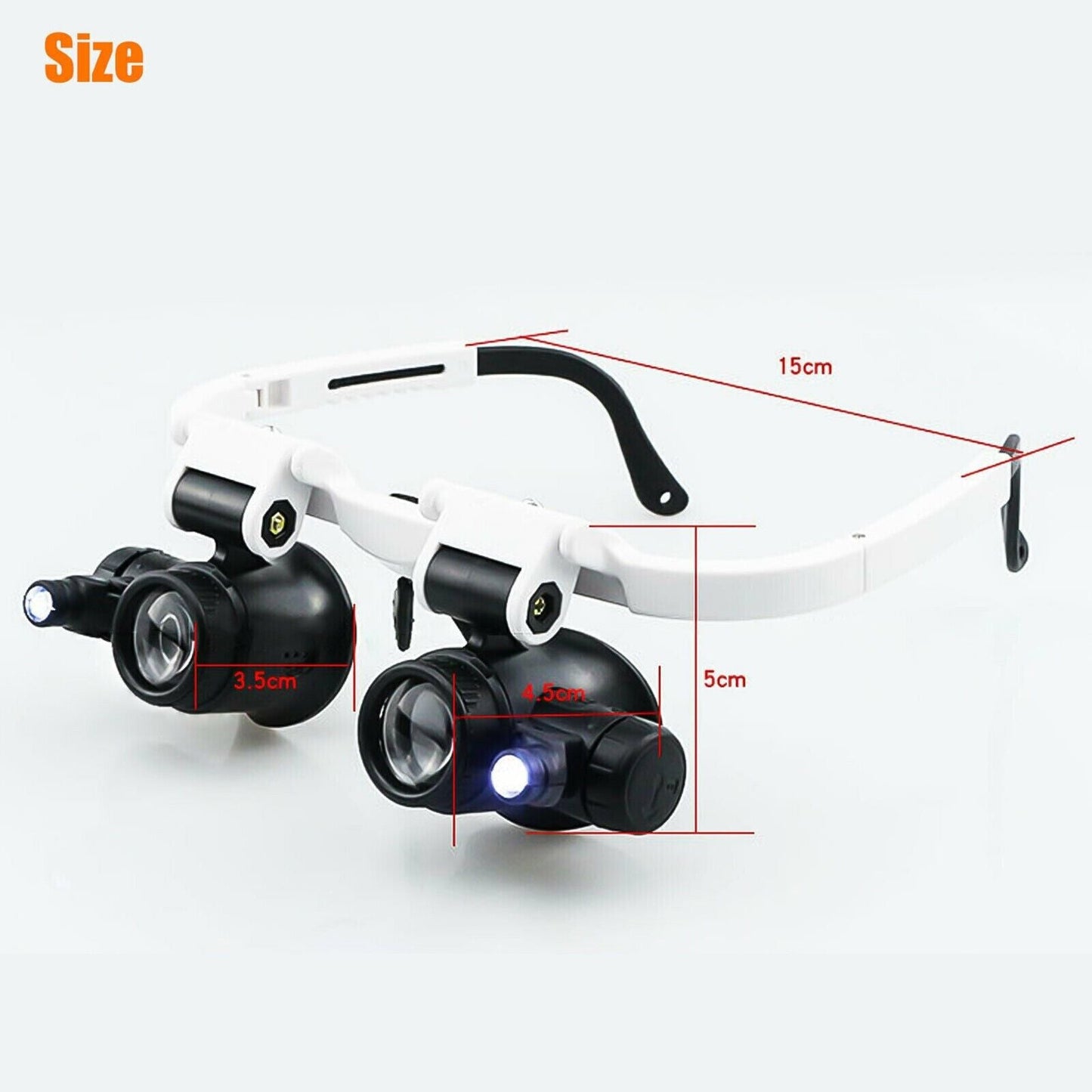 Royaleva Headband Head Magnifier 8 Lens LED Light Jeweler Glasses