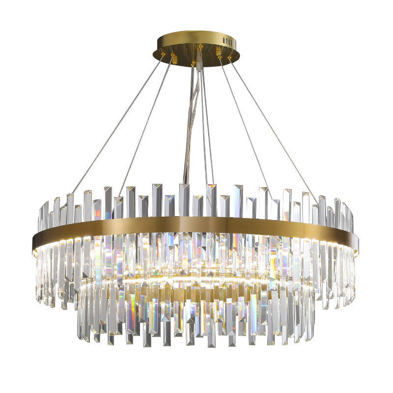 RoyaleGlow Tiered Crystal Chandelier-Modern Gold Pendant Light Fixture