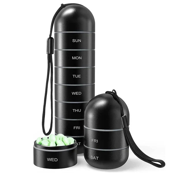 Luxora Aluminum 7 Days Portable Pill Organizer for Travel