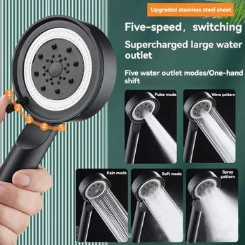 Luxora High Pressure Shower Head With Hose 5 Modes