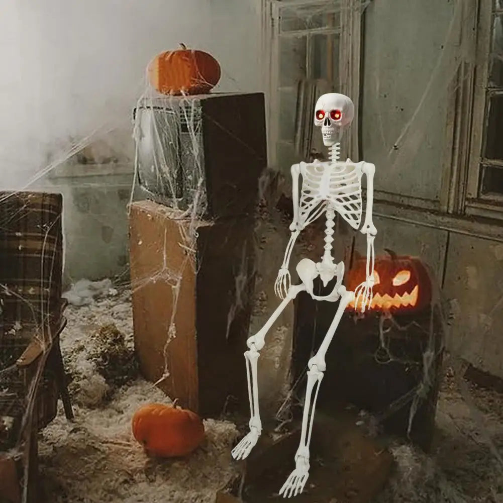 5.4FT Life-Size Light-Up Skeleton Decoration - Realistic Full Body Bones with Movable Joints and Glowing Eyes for Halloween 1