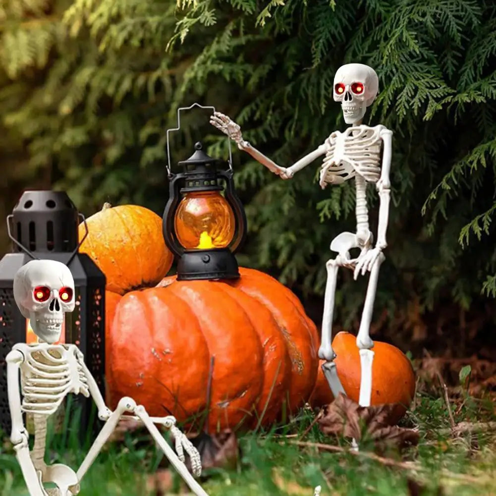 5.4FT Life-Size Light-Up Skeleton Decoration - Realistic Full Body Bones with Movable Joints and Glowing Eyes for Halloween 2