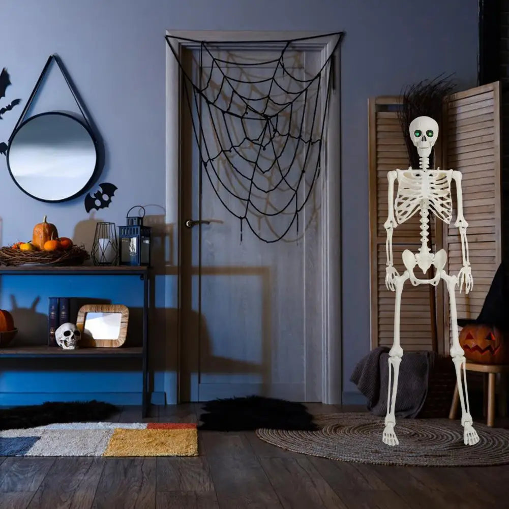 5.4FT Life-Size Light-Up Skeleton Decoration - Realistic Full Body Bones with Movable Joints and Glowing Eyes for Halloween 4