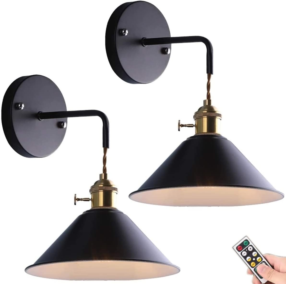 Royallure Wireless Wall Sconce Set of 2 with Remote Control – Dimmable RGB Wall Lights with Timer & Memory Function