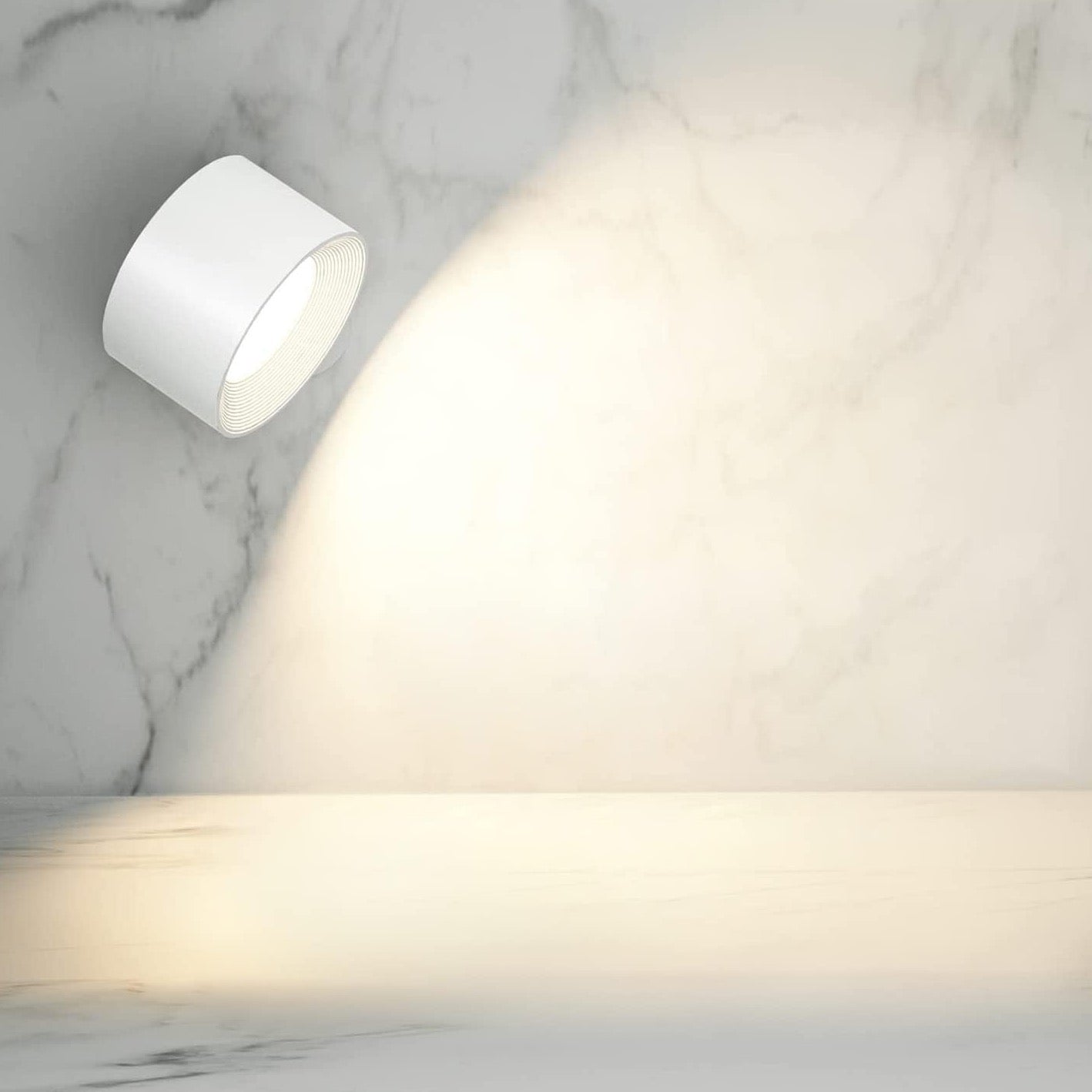 Spotlight Cordless Wall Lamp - 360° Rotation, Dimmable, Rechargeable Wall Light - White / Touch Control