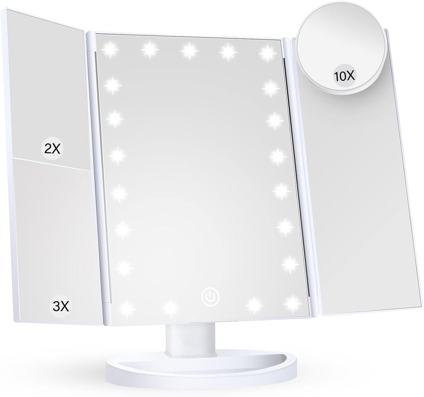 Luxora Tri-Fold Led Makeup Mirror With Light 2X 3X 10X