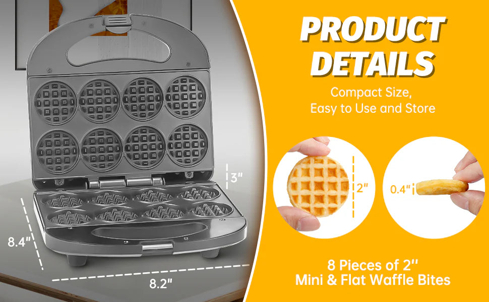 Royaleva Mini Waffle Maker for Quick Delicious Bites