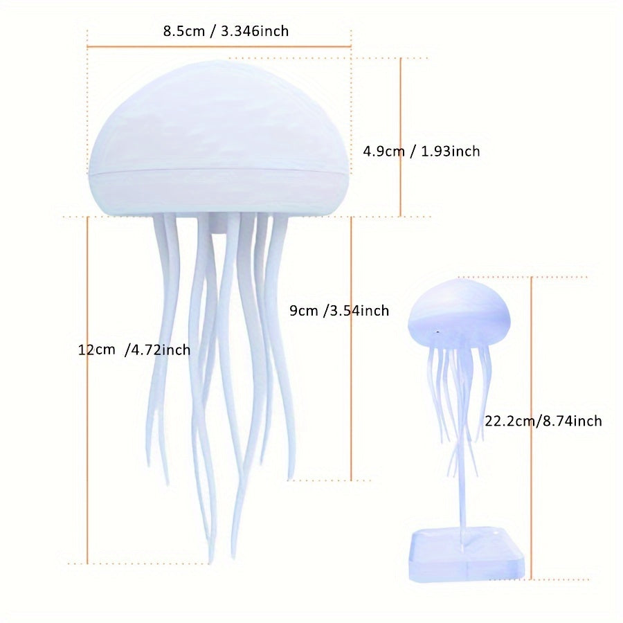 Jellyfish Lamp - Modern LED Color Changing Desk Lamp, USB Rechargeable, Adjustable Base - Hang-up