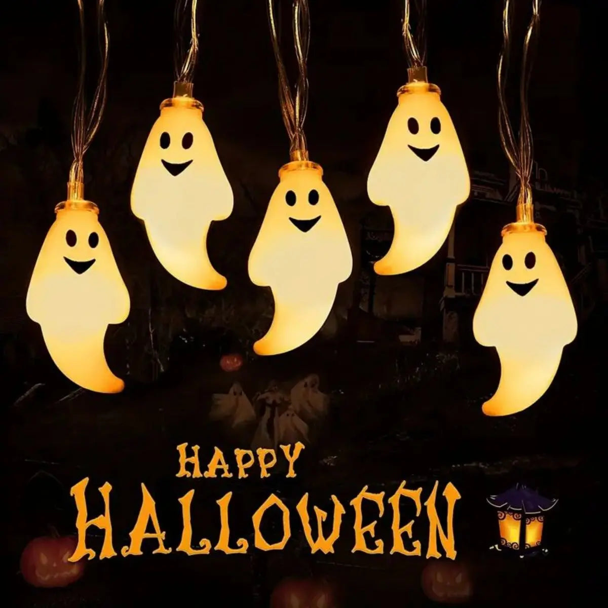 59.06inch 10 Lights, 3m 20 Lights Ghost Halloween Decoration String Lights, Battery Powered (No Plug) 0