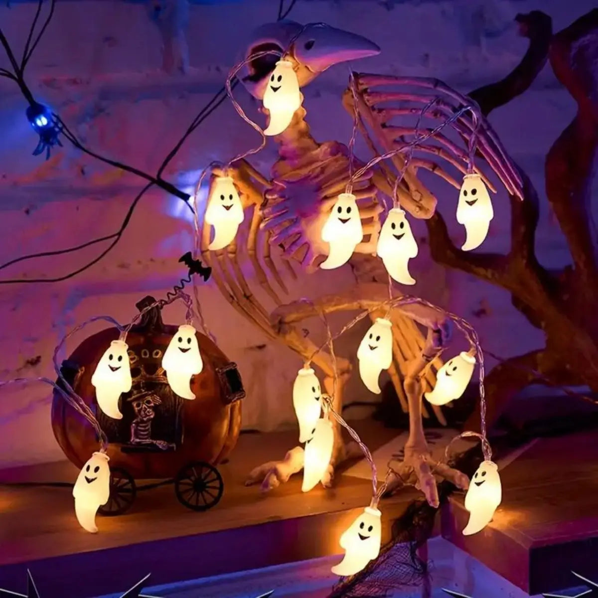 59.06inch 10 Lights, 3m 20 Lights Ghost Halloween Decoration String Lights, Battery Powered (No Plug) 1