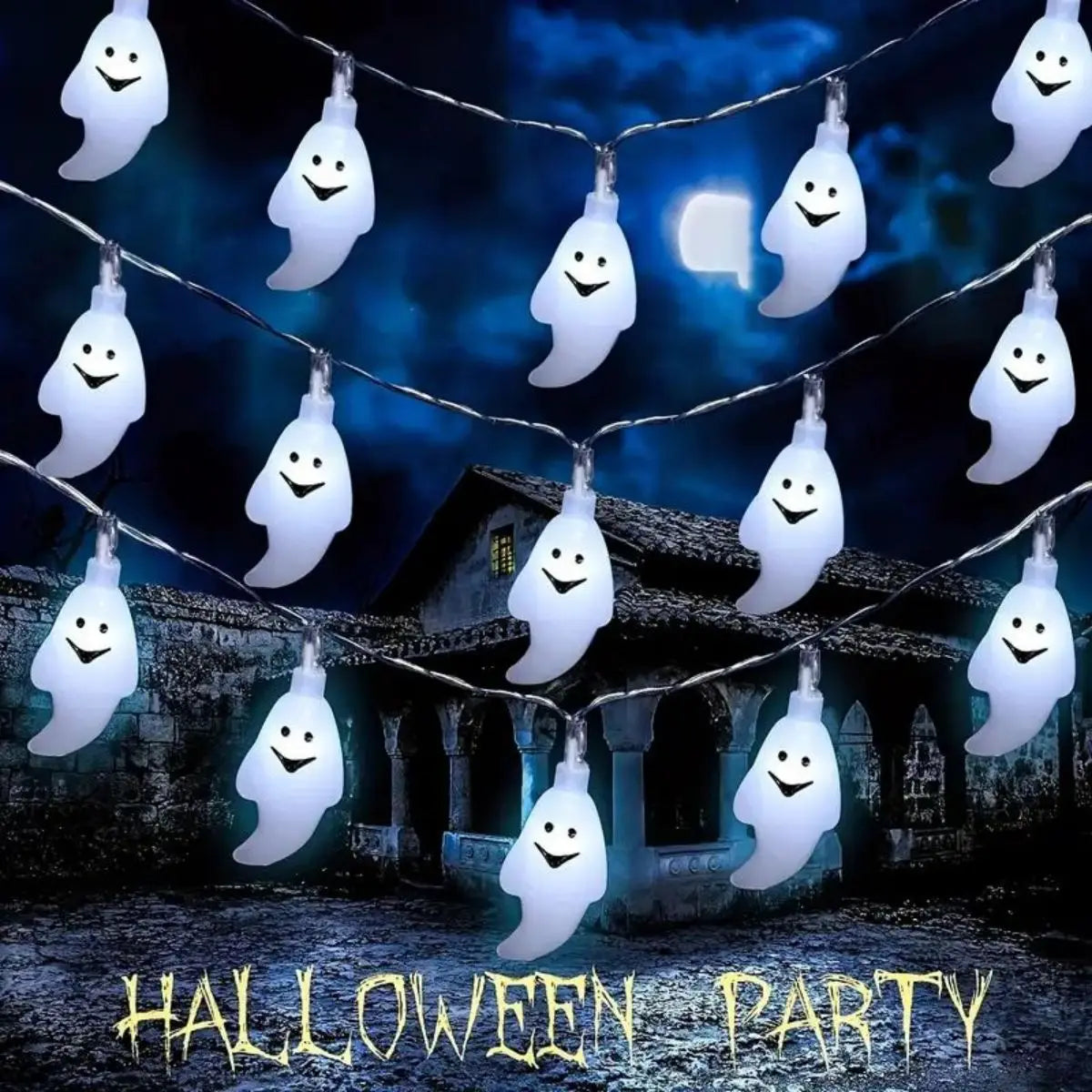 59.06inch 10 Lights, 3m 20 Lights Ghost Halloween Decoration String Lights, Battery Powered (No Plug) 5