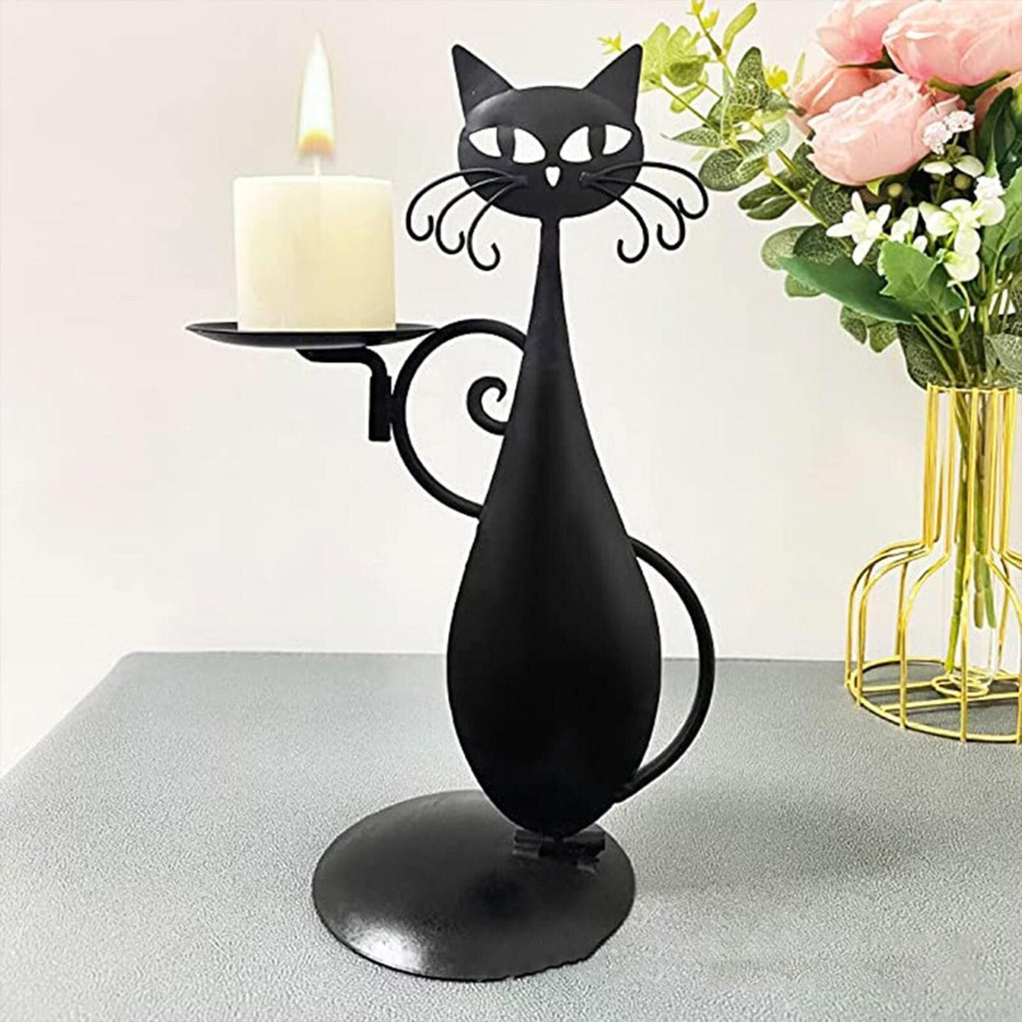 Royaleva Black Cat Candle Holder for Stylish Decor