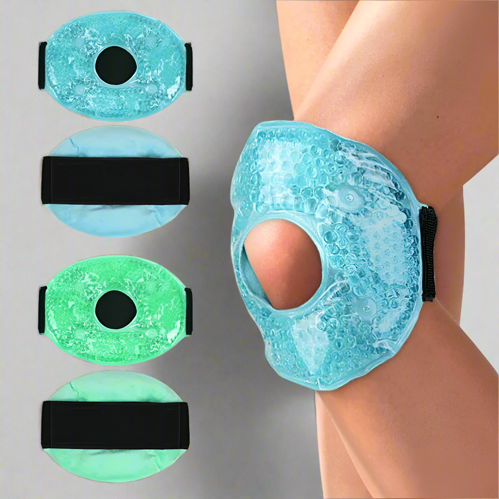 Large reusable hot and cold therapy ice pack wrap for knee, shoulder, and leg pain relief – leakproof, adjustable strap, fast-acting for injury recovery and swelling reduction.