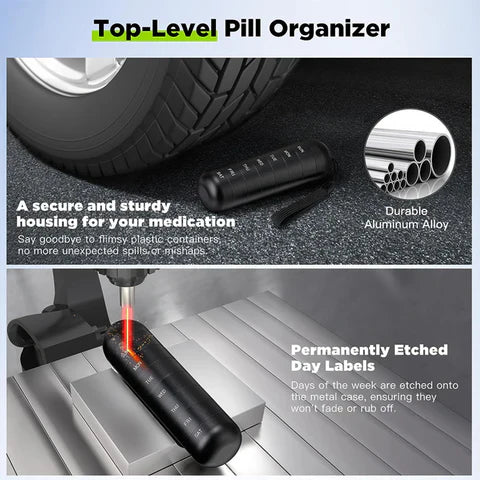 Luxora Aluminum 7 Days Portable Pill Organizer for Travel