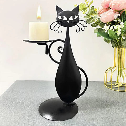 Royaleva Black Cat Candle Holder for Stylish Decor
