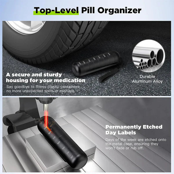 Luxora Aluminum 7 Days Portable Pill Organizer for Travel