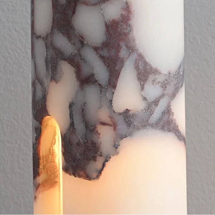 RoyaleGlow Marble Cylinder Pendant Light - Modern Natural Stone Hanging Lamp