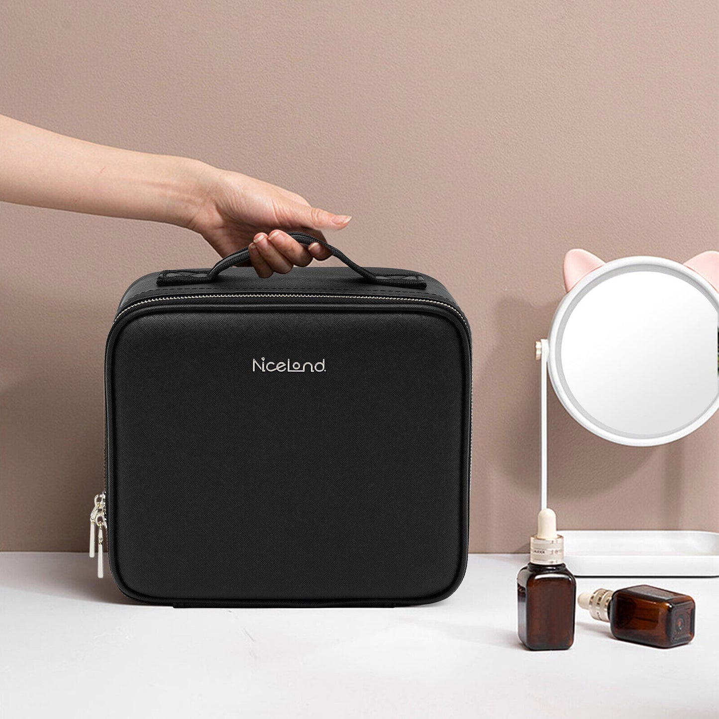 RoyaleGlow LED Makeup BAG with Mirror and Brush Compartment
