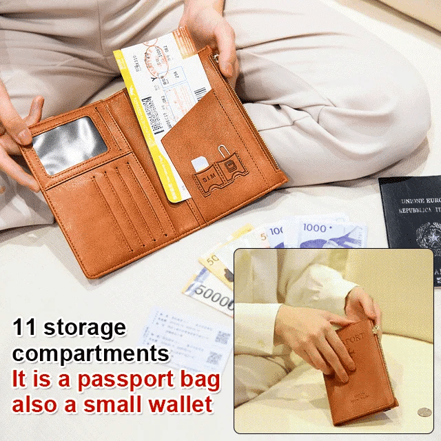 Royaleva RFID Blocking Leather Card Wallet Travel Multifunctional Passport Case Wallet