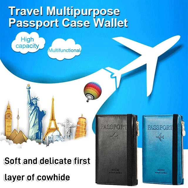 Royaleva RFID Blocking Leather Card Wallet Travel Multifunctional Passport Case Wallet