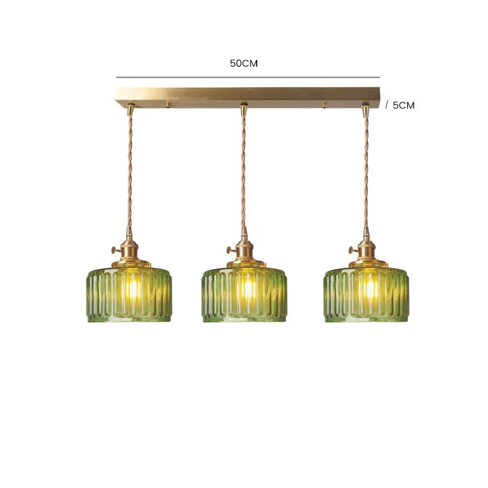 RoyaleGlow Stunning Cylinder Glass Pendant Light – Elegant Modern Illumination - Green / A- 6.9 in (17.5 cm) x 7.48 in (19 cm) / Single Head