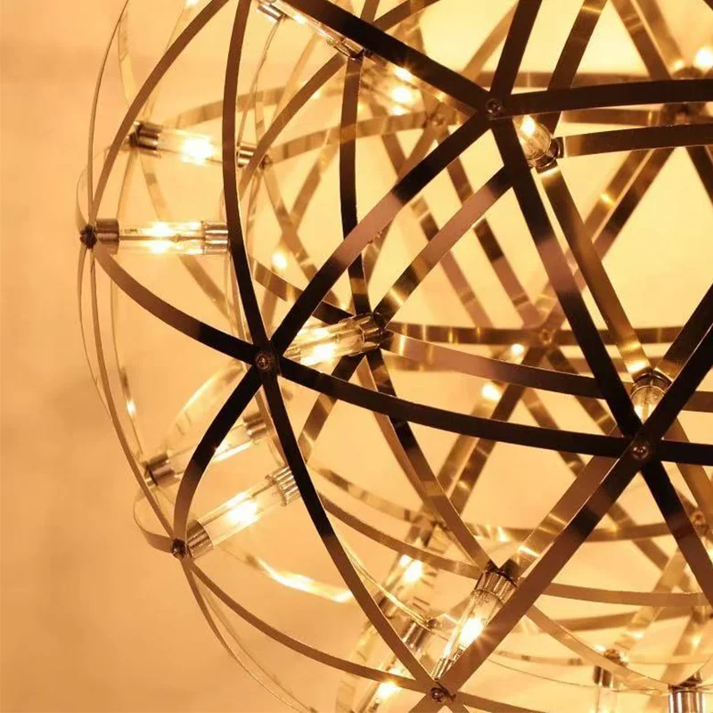 LuxRoyale Modern Ball Chandelier - Metal Sphere With Starry Glow