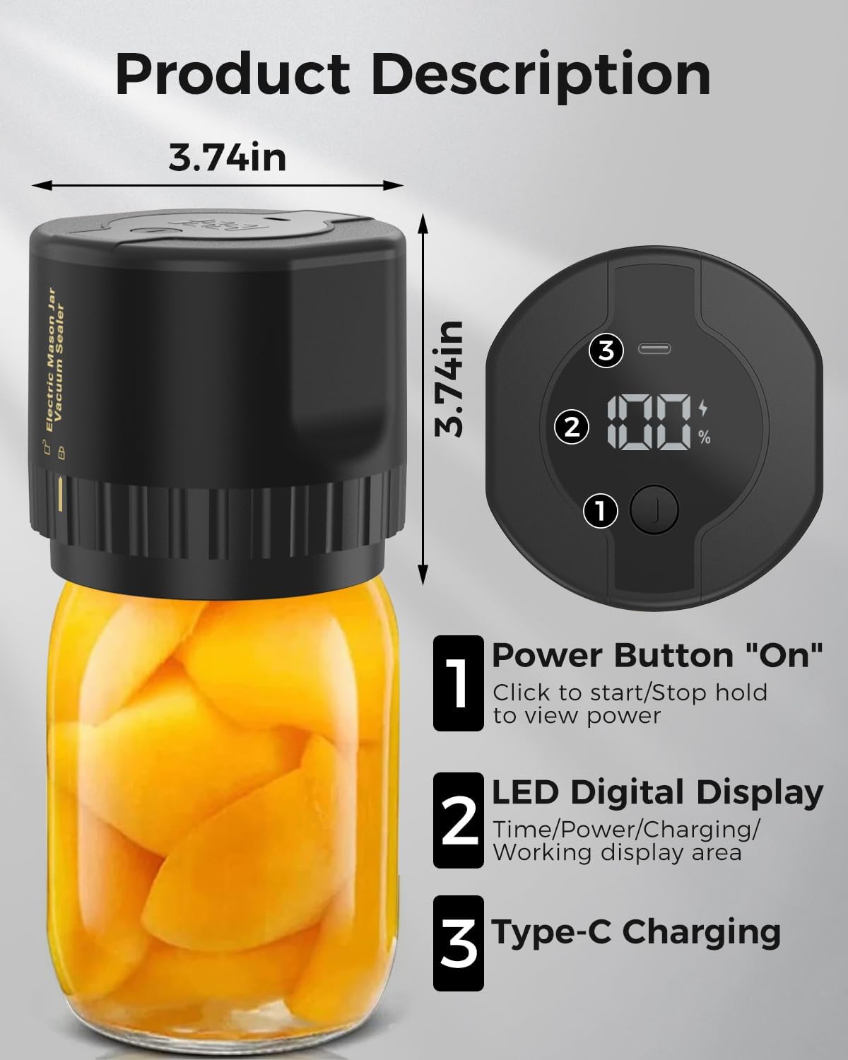 Royaleva Mason Jar Electric Vacuum Sealer Kit Portable