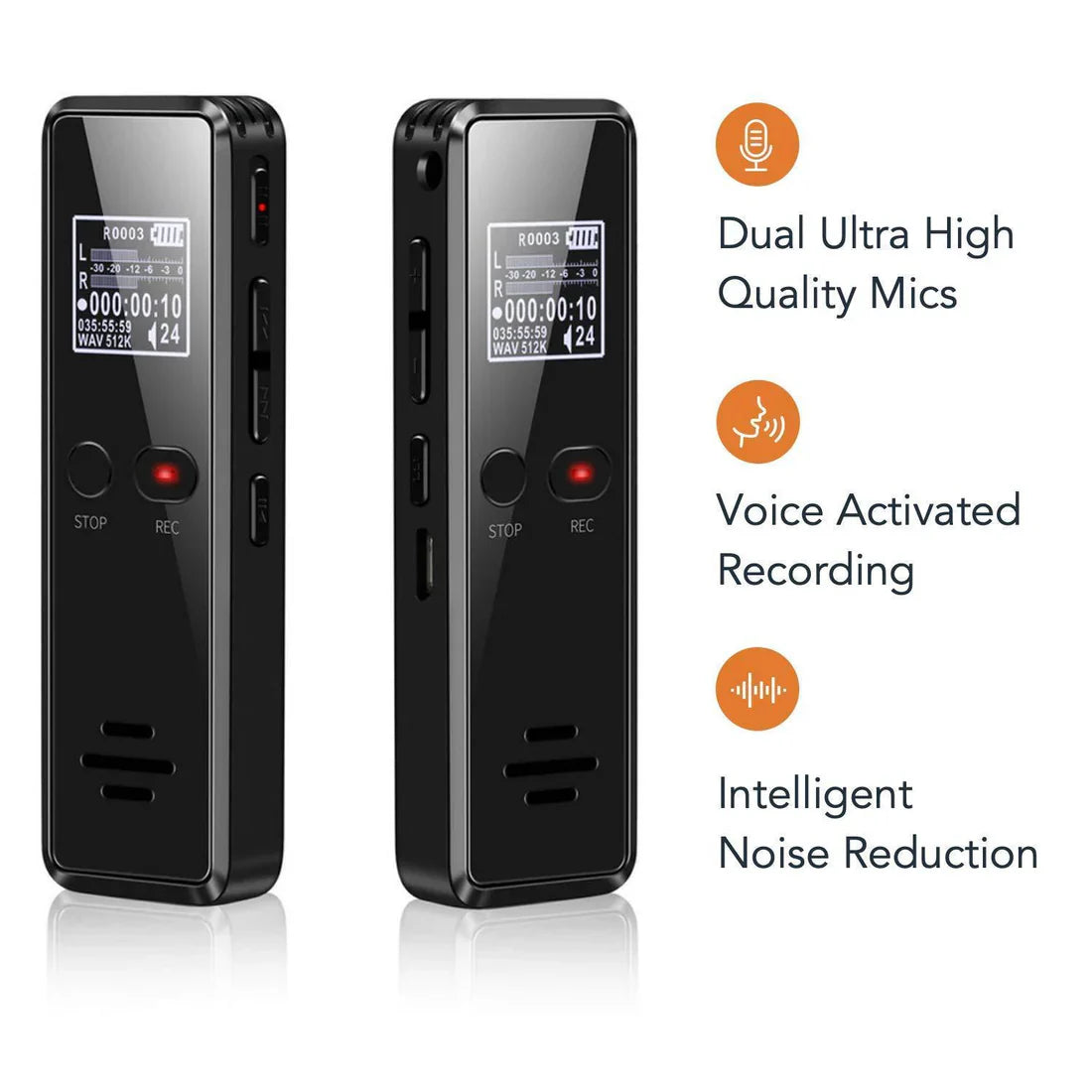 LuxRoyale Professional Digital Voice Recorder | Audio Sound Recorder | Auto Saving Files with Built-in Speaker