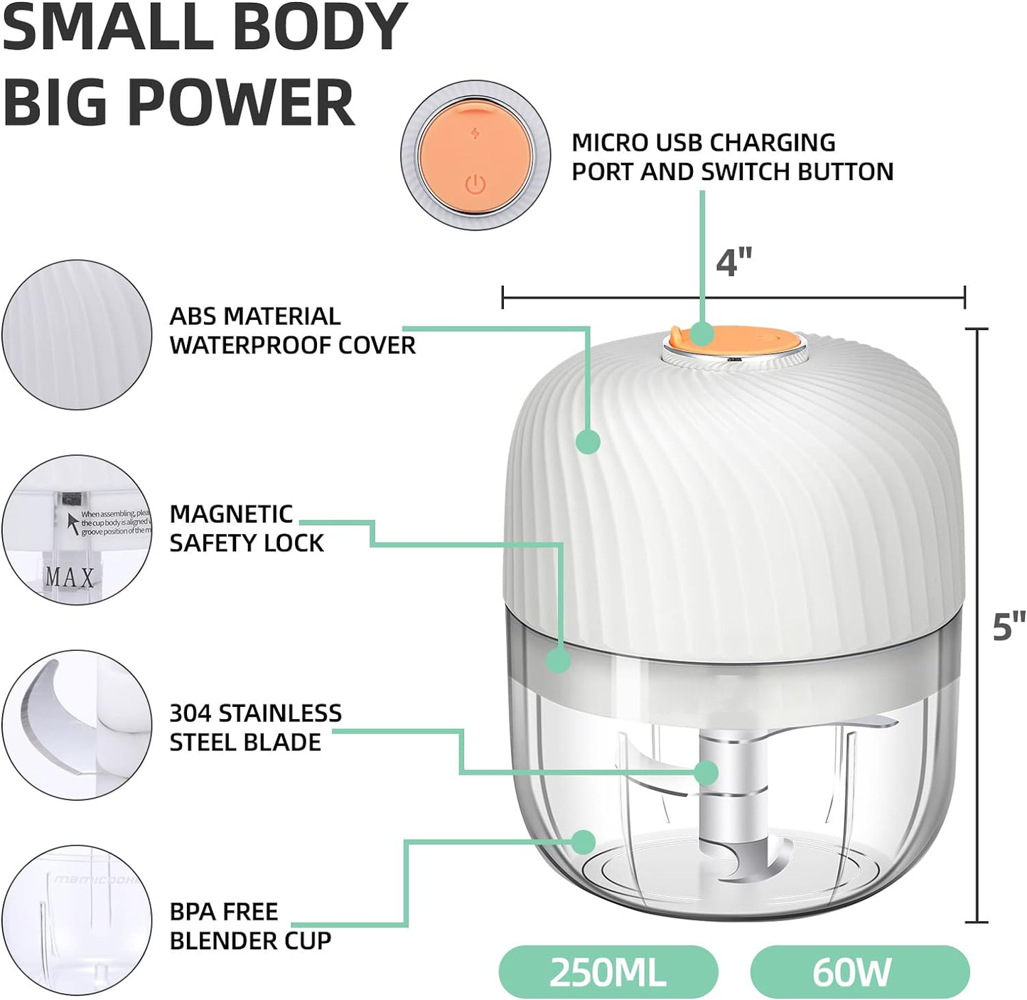 Royaleva Electric Garlic Onion Chili Chopper 250ml Capacity