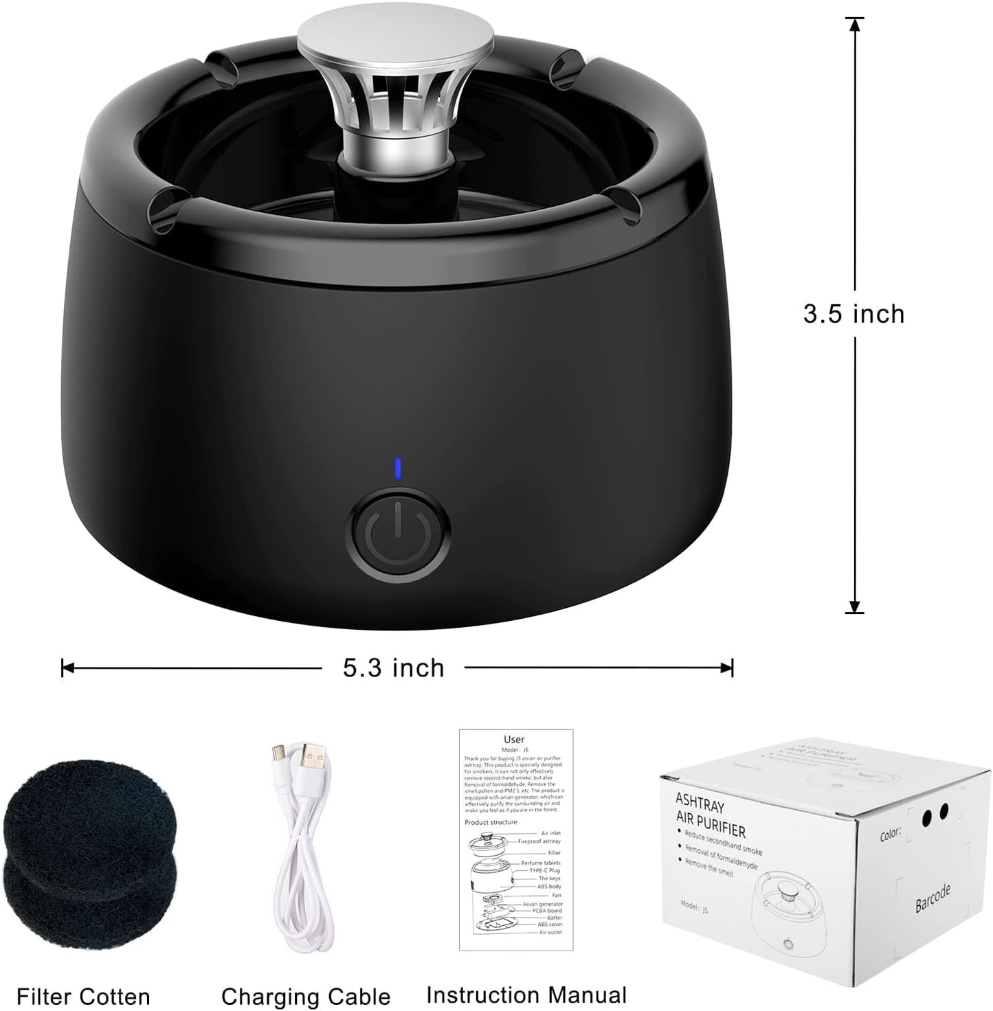 Luxora Electric Smokeless Ashtray with Air Purifier Feature
