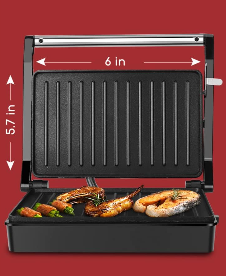 RoyaleGlow Panini Press Sandwich Maker With Non-Stick Plates