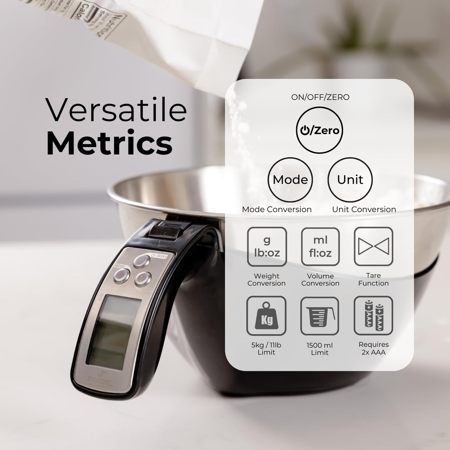 RoyaleGlow Digital Measuring Cup Scale with Removable Bowl