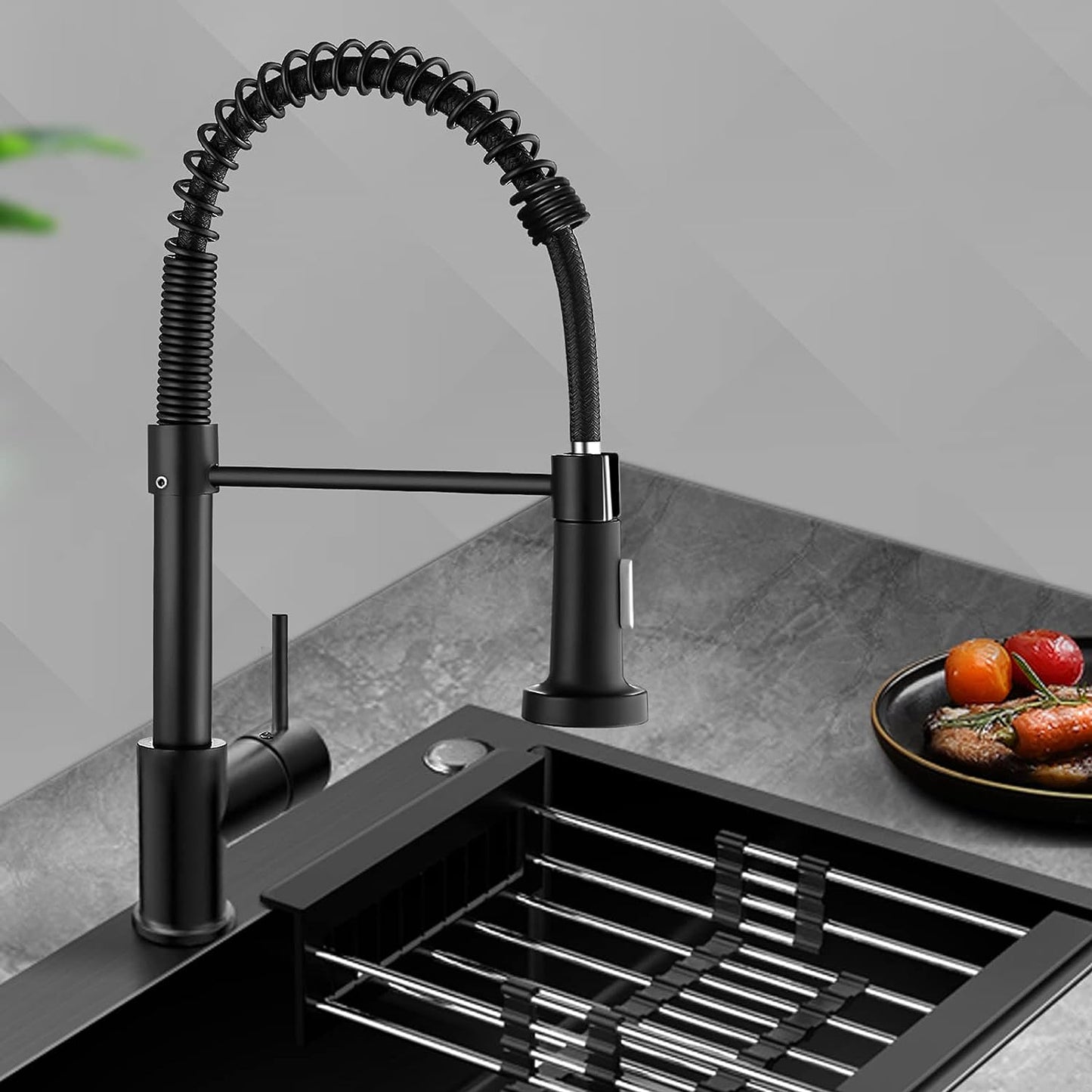 Luxora Single-Hole Spring Kitchen Faucet With Pull-Down Sprayer